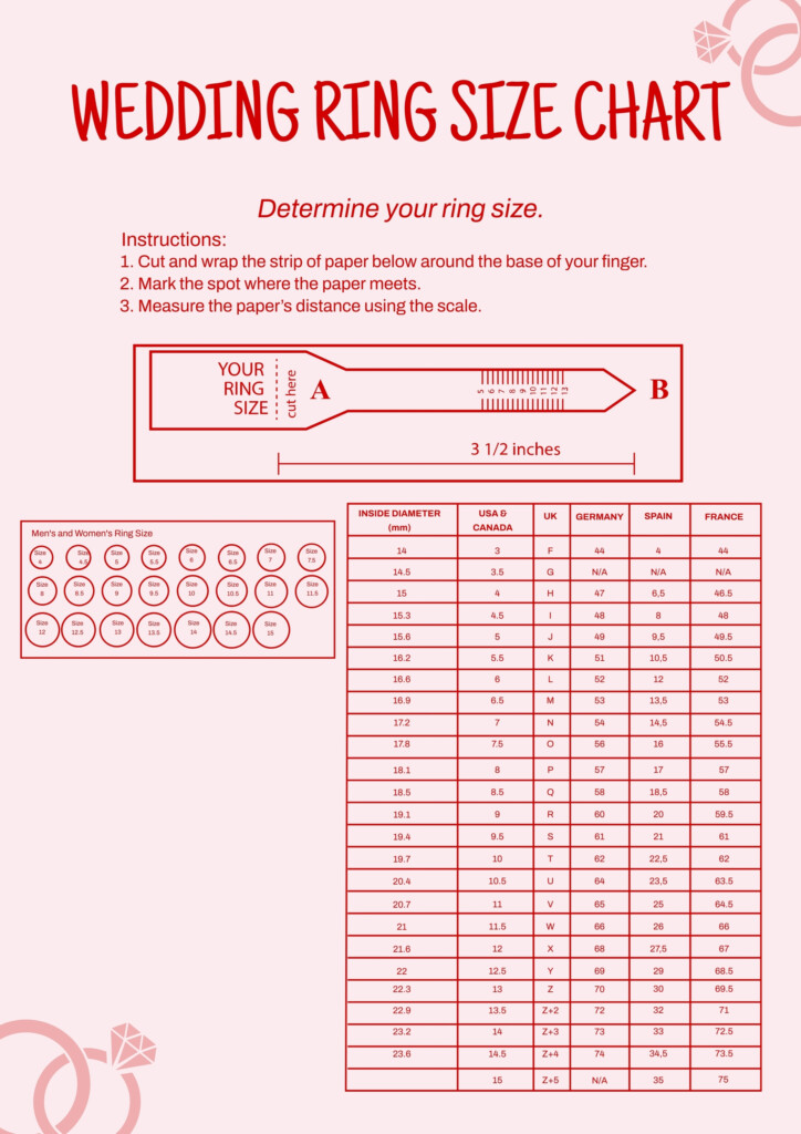 Ring Size Chart Printable Pdf Printable Free Templates