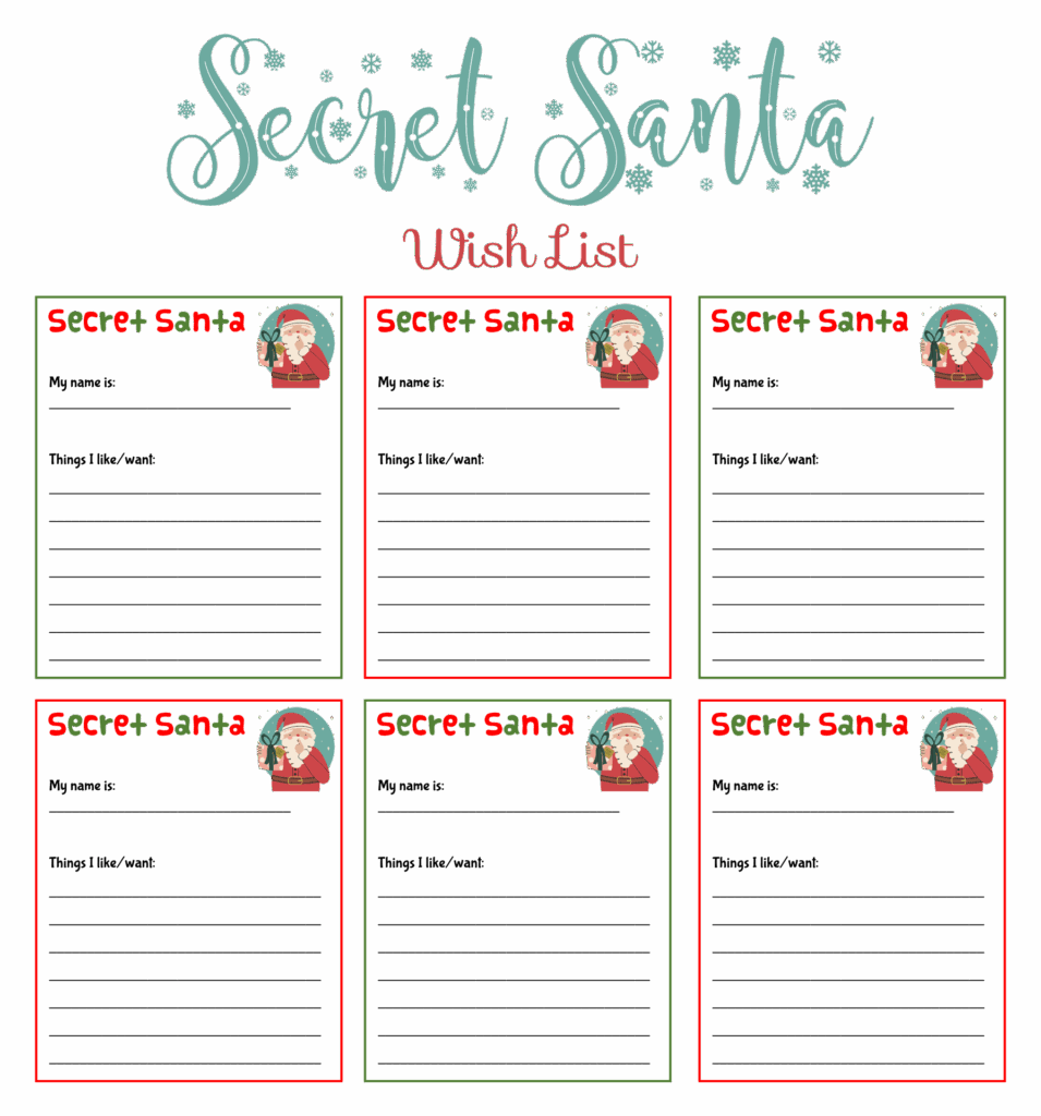 Secret Santa Wish List Template Printable Free Printable Templates 