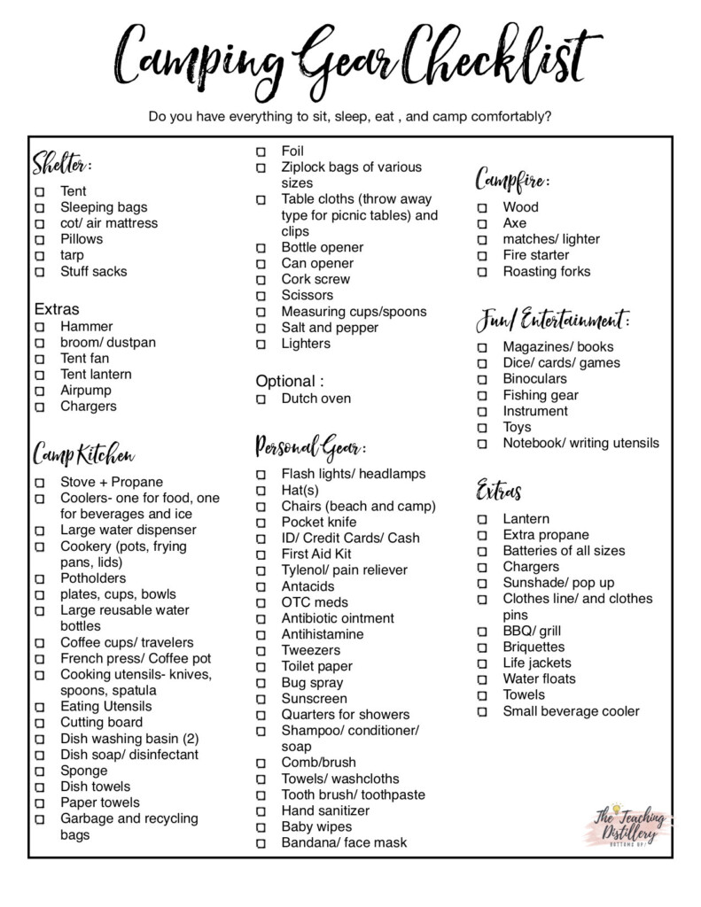 The Ultimate Printable Camping Checklist To Make Life Easier The 