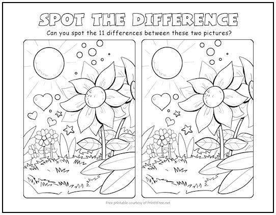 This Free Printable Spot The Difference Picture Puzzle Featuring 