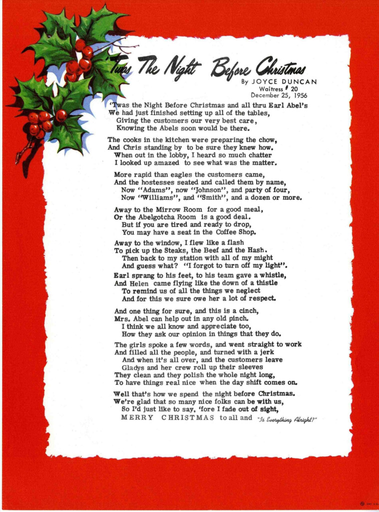 Twas The Night Before Christmas Lyrics Printable Printable Sight 