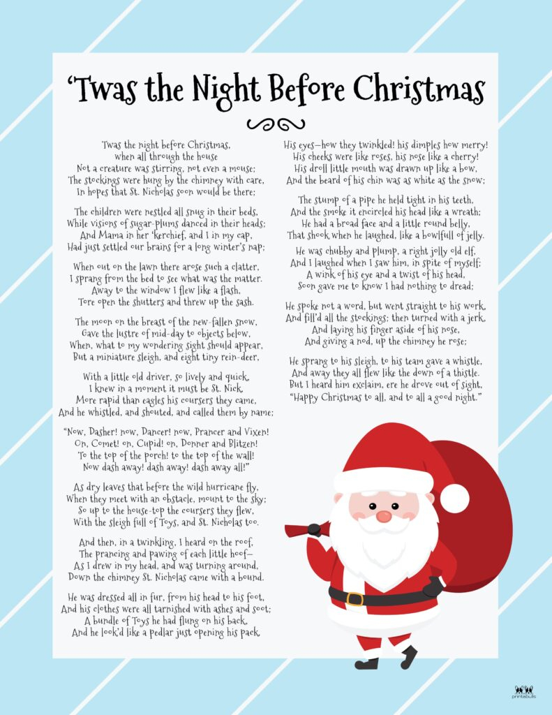 Twas The Night Before Christmas Poem Printable