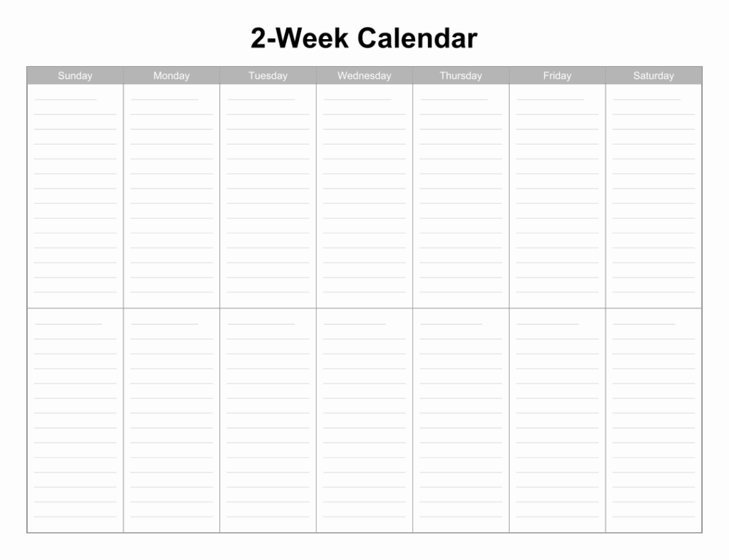 Two Week Calendar 7 Free PDF Printables Printablee