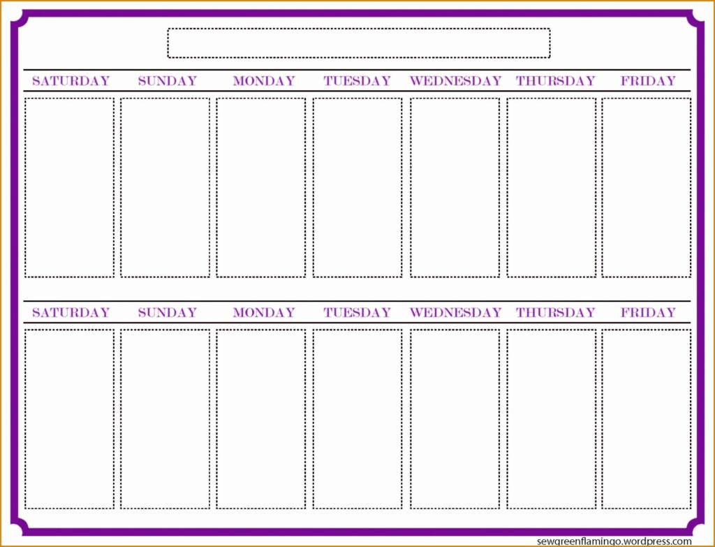 Two Week Printable Calendar