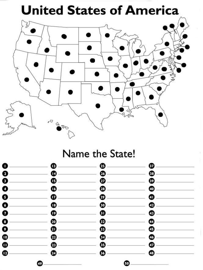 Us States And Capitals Test Printable Printable Sight Words List
