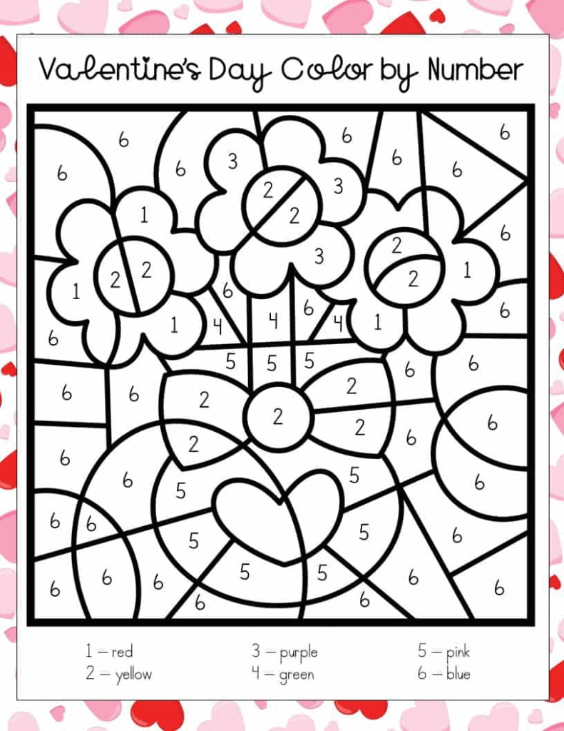 Valentine 39 s Day Color By Number Printables Suma Y Resta Color Por 