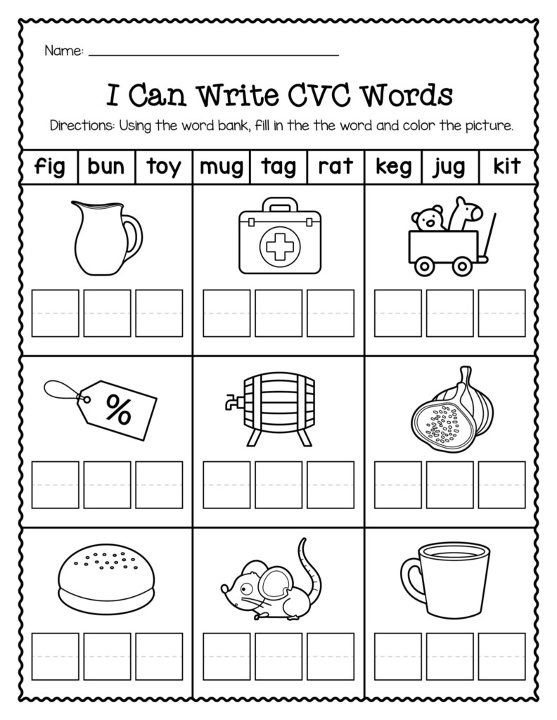 Writing Cvc Words Worksheets